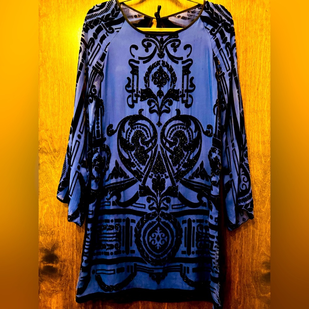 Hale Bob Silk & Beaded Mini Dress